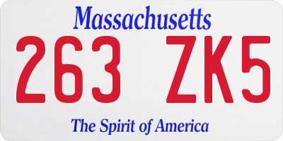 MA license plate 263ZK5