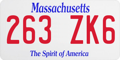 MA license plate 263ZK6