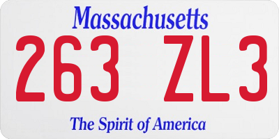MA license plate 263ZL3