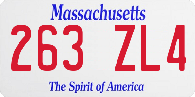 MA license plate 263ZL4