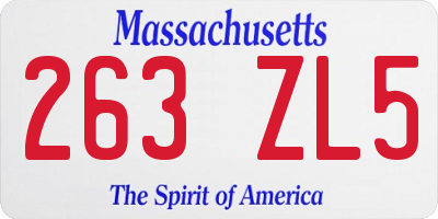MA license plate 263ZL5