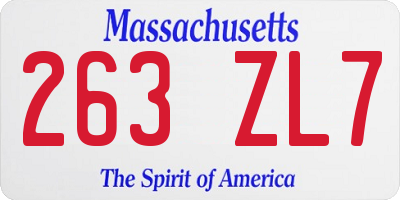 MA license plate 263ZL7