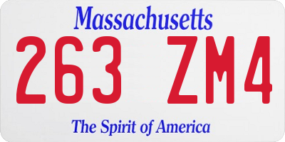 MA license plate 263ZM4