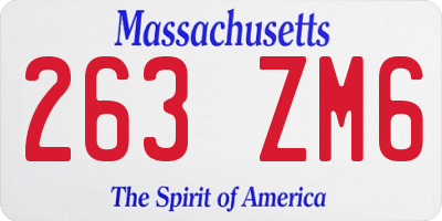MA license plate 263ZM6