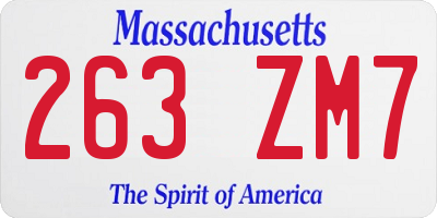 MA license plate 263ZM7