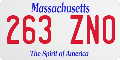 MA license plate 263ZN0