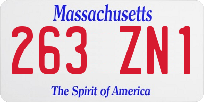 MA license plate 263ZN1