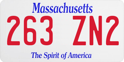MA license plate 263ZN2