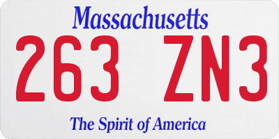 MA license plate 263ZN3