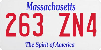 MA license plate 263ZN4
