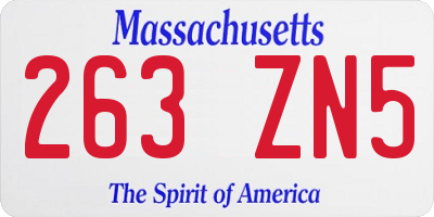 MA license plate 263ZN5