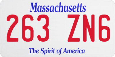 MA license plate 263ZN6