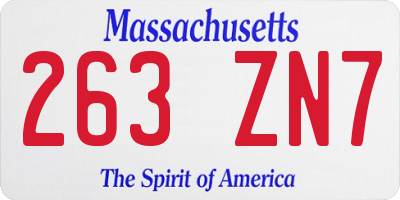 MA license plate 263ZN7