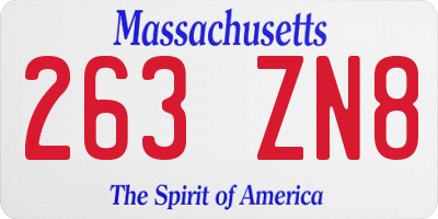 MA license plate 263ZN8