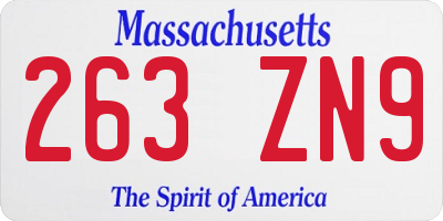 MA license plate 263ZN9