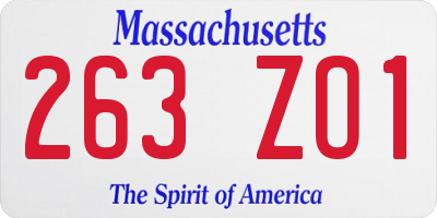 MA license plate 263ZO1
