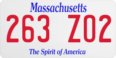 MA license plate 263ZO2