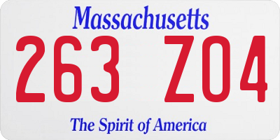 MA license plate 263ZO4