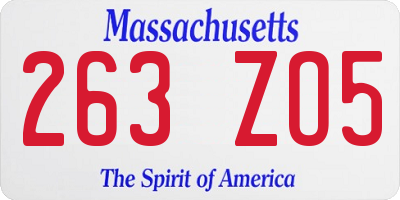 MA license plate 263ZO5