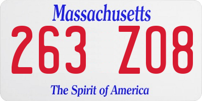 MA license plate 263ZO8