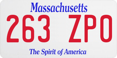 MA license plate 263ZP0