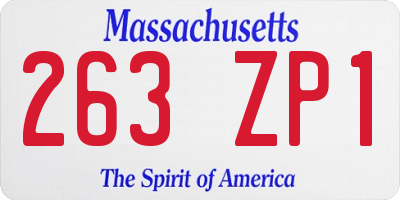 MA license plate 263ZP1