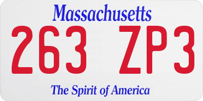 MA license plate 263ZP3