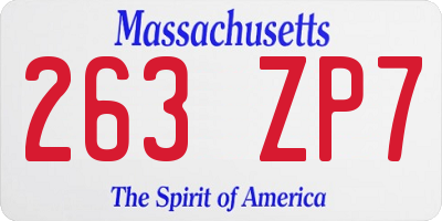 MA license plate 263ZP7