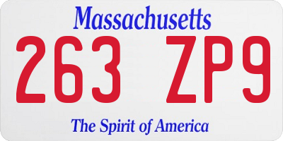 MA license plate 263ZP9