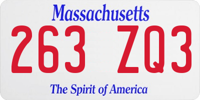 MA license plate 263ZQ3
