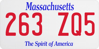 MA license plate 263ZQ5