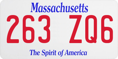 MA license plate 263ZQ6