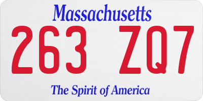 MA license plate 263ZQ7