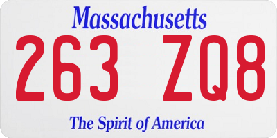 MA license plate 263ZQ8