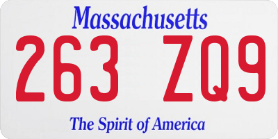 MA license plate 263ZQ9