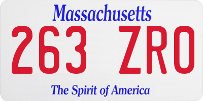 MA license plate 263ZR0