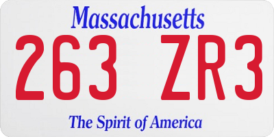 MA license plate 263ZR3