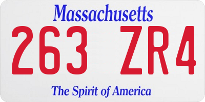 MA license plate 263ZR4