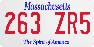 MA license plate 263ZR5