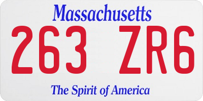 MA license plate 263ZR6