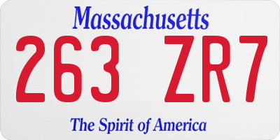 MA license plate 263ZR7