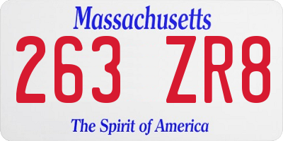 MA license plate 263ZR8