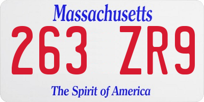 MA license plate 263ZR9