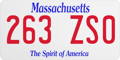 MA license plate 263ZS0