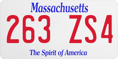 MA license plate 263ZS4