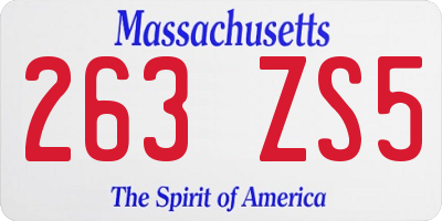MA license plate 263ZS5