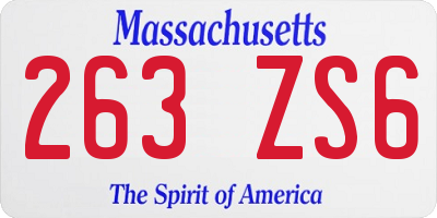 MA license plate 263ZS6