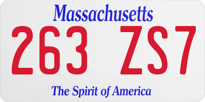 MA license plate 263ZS7