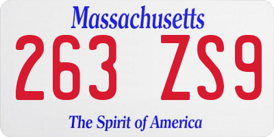 MA license plate 263ZS9