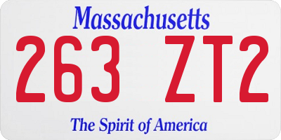 MA license plate 263ZT2